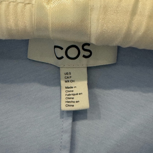 COS Sky Blue side Ruched Women's Blouse top S - Picture 4 of 11